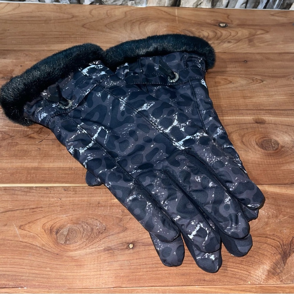 Weatherproof Black Grey Camouflage Lined Gloves Size Large Hand Warmers